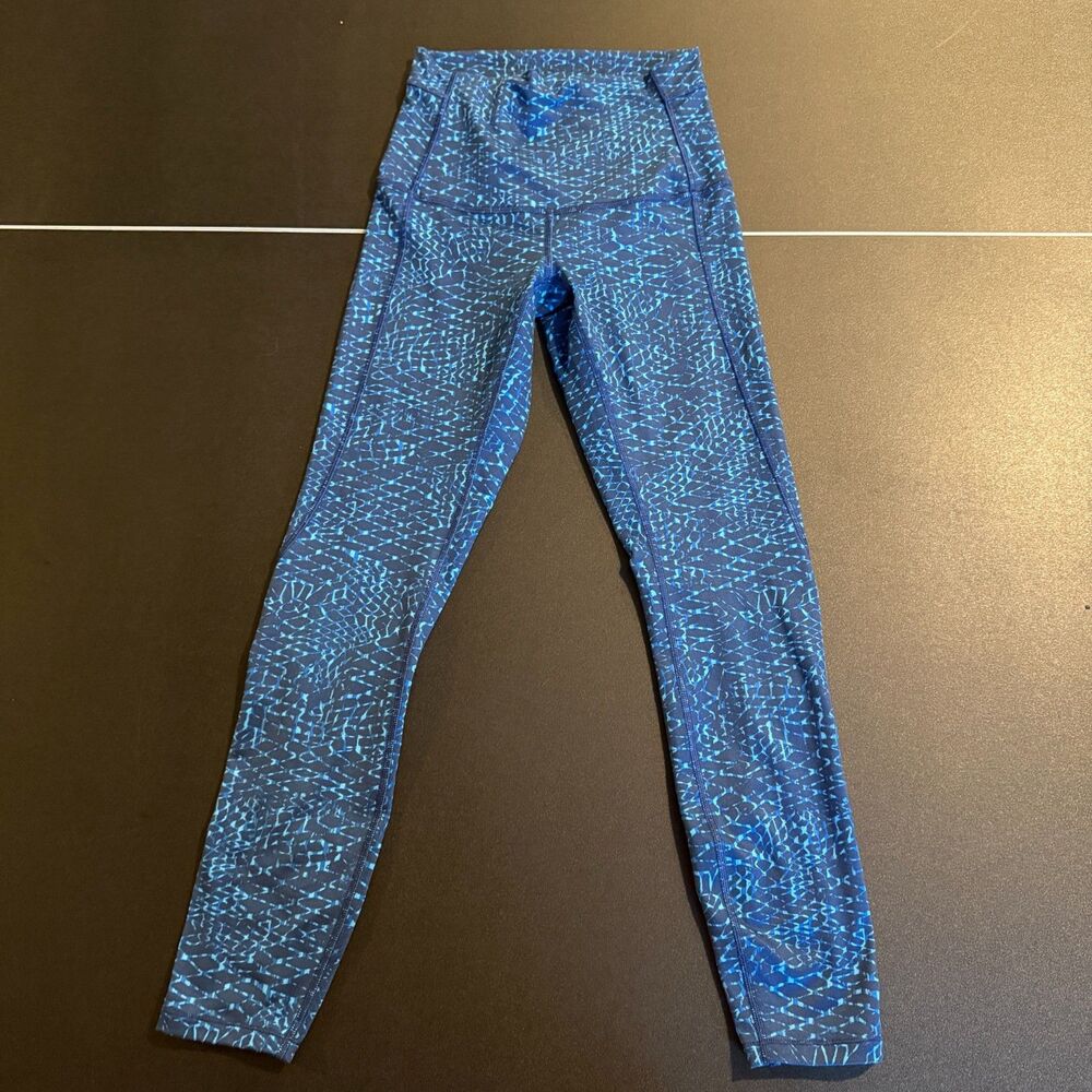 Lululemon Ziggy Snake Blue Lattice Ankle Leggings - Size 4